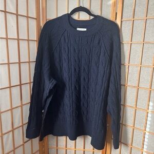 Aerie Navy Cable Knit Sweater